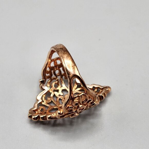 Rose Gold Plated Filigree Ring Size 9 Sterling Silver PAJ 925 Womens Jewelry - Picture 6 of 9